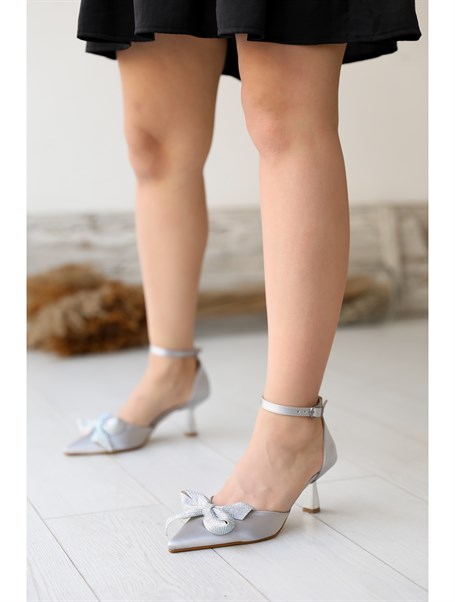 Marek Gri Seten Kadın Topuklu Ayakkabı