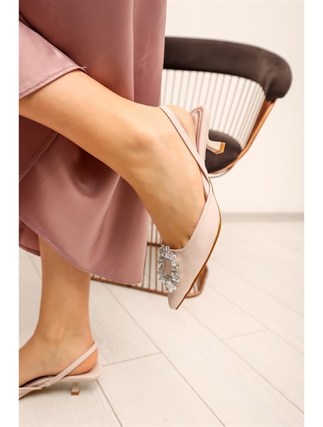 Ryan Ten Taş Detay 4 cm Kadın Topuklu Ayakkabı