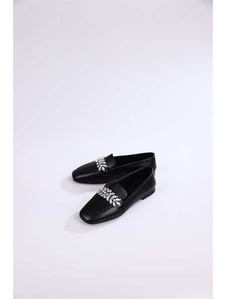 Vale Siyah Cilt Kadın Babet Ayakkabı
