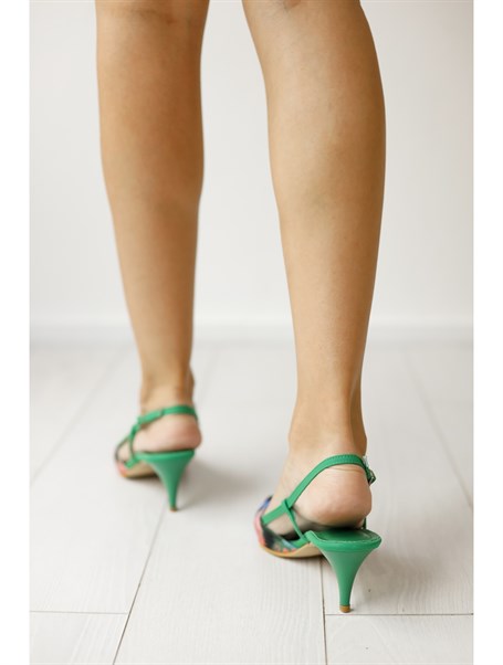 Wagner Yeşil Özel Kumaş Kadın Topuklu Ayakkabı